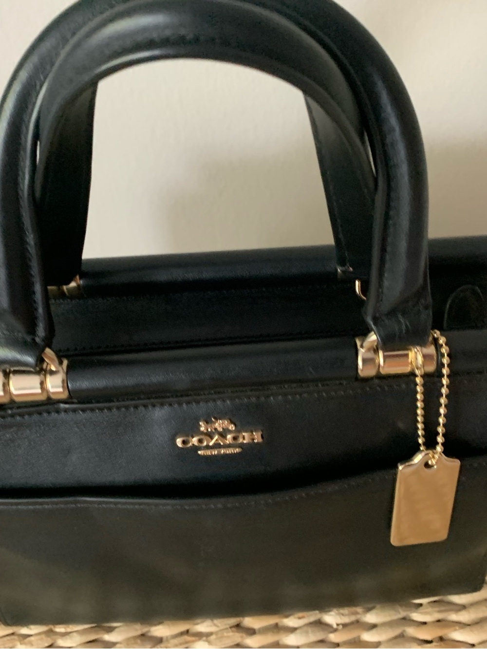 Coach Black Leather Satchel with Gold-Tone Hardware - Picture 7 of 7